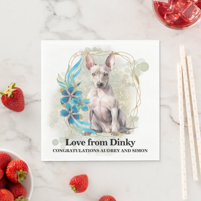 Amerikansk hailess Terrier Bröllop Napkins with Hu Pappersservett (Insitu)