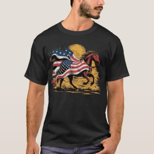 Amerikansk hästälskare konst USA patriotisk flagga T Shirt