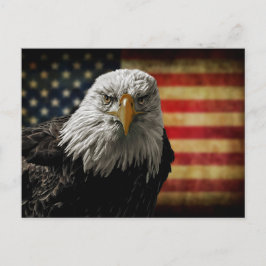 Amerikansk havsörn på Grunge-flagg Vykort