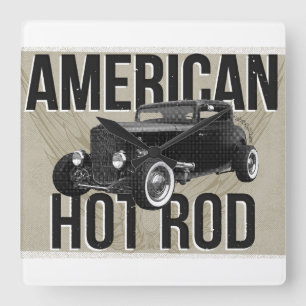 Amerikansk Hot Rod. Brun version väggklocka