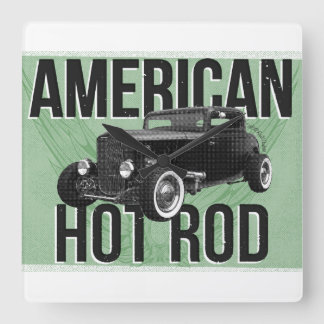Amerikansk Hot Rod. Grön version väggklocka