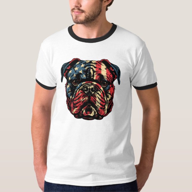 Amerikansk Hund 4 juli T Shirt (Framsida)