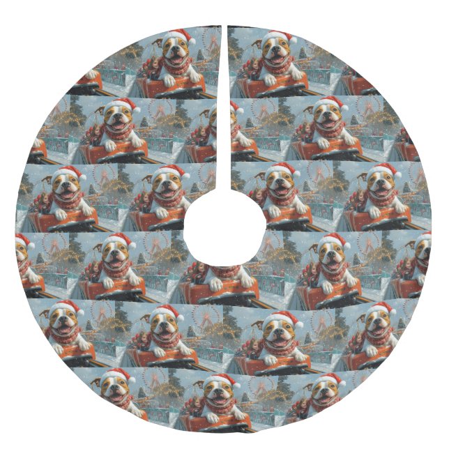 Amerikansk Hund jul Julgransmatta Borstad Polyester (Framsidan)