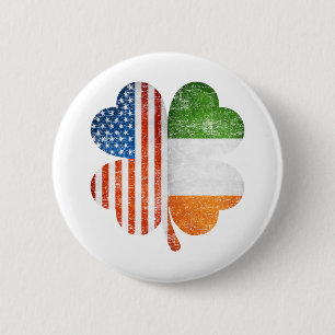 Amerikansk irländsk Shamrock Usa Irland Flagga Knapp