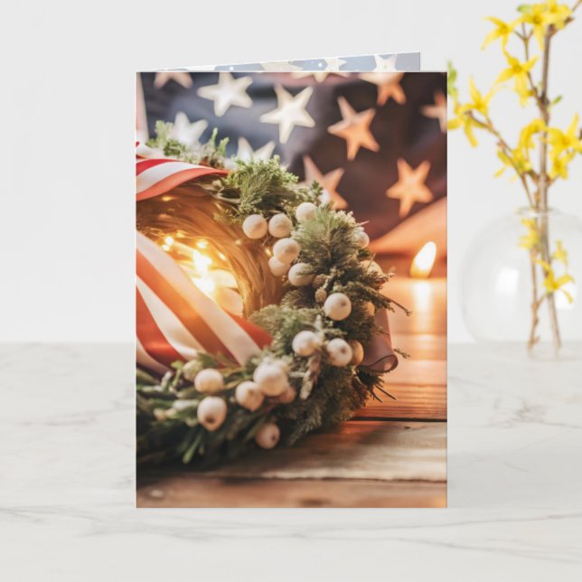 Amerikansk julhälsning med stolthet kort (Gul blomma)