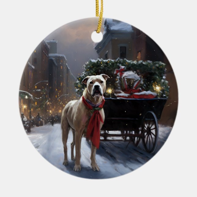 Amerikansk julhögsäsong julgransprydnad keramik (Framsidan)