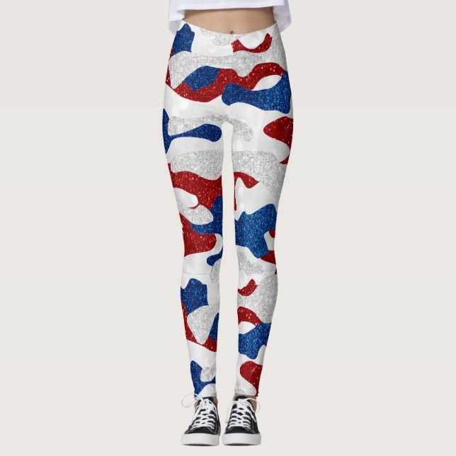 Amerikansk kamouflage 4 juli glitter leggings (Framsida)