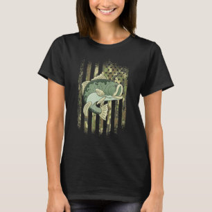 Amerikansk kamouflage Usa Flag Fiskare Abborre Fis T Shirt