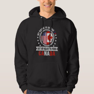 Amerikansk kanadensisk flagga hjärta från Kanada A Hoodie