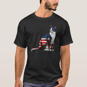Amerikansk katt amerikansk flagga 4 juli söta patr t shirt