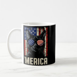 Amerikansk katt patriotisk Usa-flagg Sungles rolig Kaffemugg