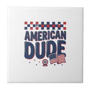 Amerikansk Kille Patriotisk Vintage T-Shirt Design Kakelplatta