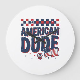 Amerikansk Kille Patriotisk Vintage T-Shirt Design Stor Klocka