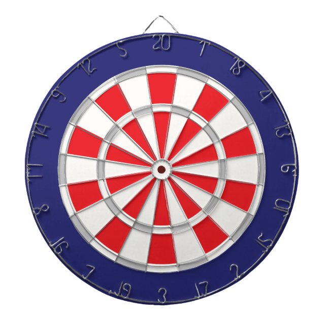 Amerikansk klassisk vit, Silver, röd och marin blå Piltavla (Framsidan)