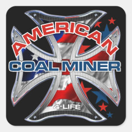 AMERIKANSK KOL MINER FYRKANTIGT KLISTERMÄRKE