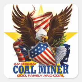 AMERIKANSK KOL MINER FYRKANTIGT KLISTERMÄRKE