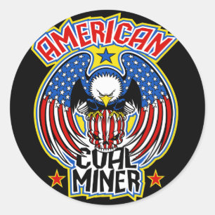AMERIKANSK KOL MINER RUNT KLISTERMÄRKE