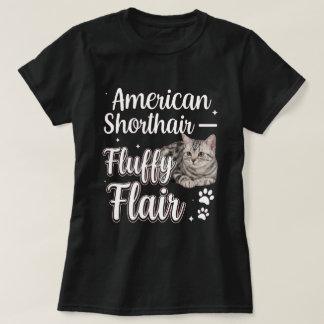 Amerikansk Korthår Fluffig Flair Katt Konst T Shirt