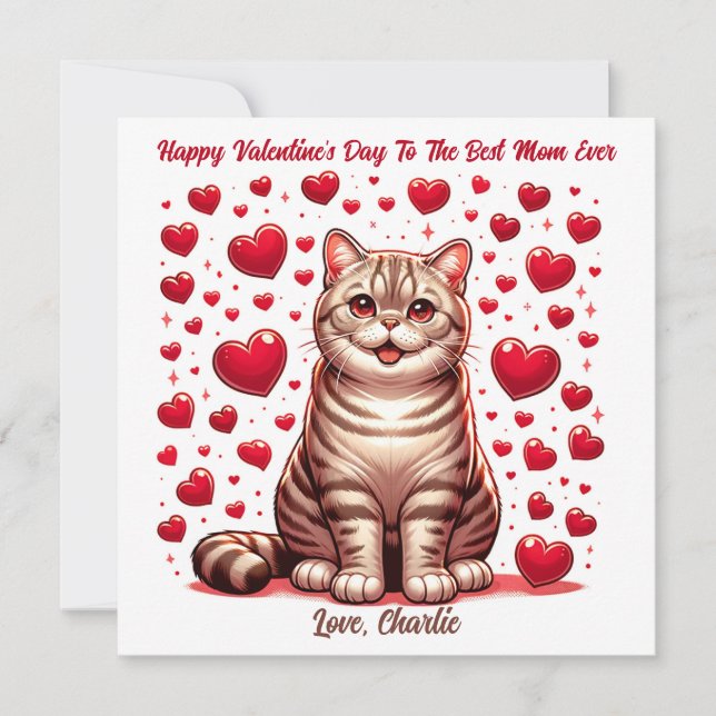 Amerikansk Korthår Katt Valentinsdag Purr Julkort (Framsida)