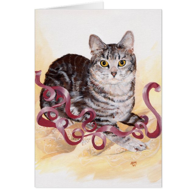 Amerikansk korthår Tabby Katt Hälsningskort (Framsidan)