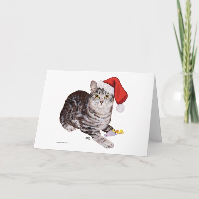 Amerikansk Korthår Tabby Katt - Jul Helgkort (Framsida)