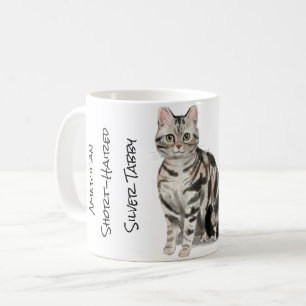 Amerikansk Korthårig Silver Tabby Katt Kaffemugg