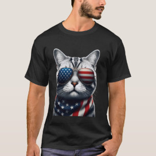 Amerikansk korthårskatt 4 juli självständighetsdag t shirt