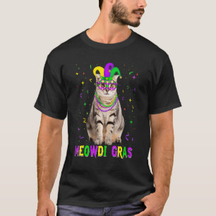 Amerikansk Korthårskatt Älskare Meowdi Gras Mardi T Shirt