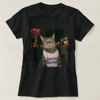 Amerikansk korthårskatt fyrverkeri Lollipop T Shirt