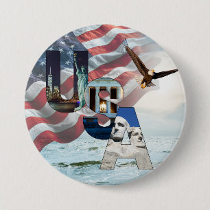 Amerikansk Landmark USA Flagga Hav och Vitörad Hav Knapp