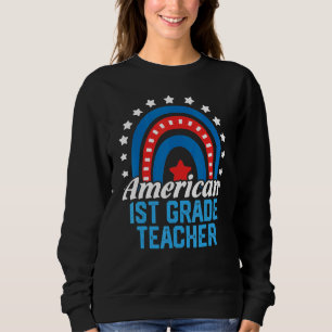 Amerikansk lärare i första klass regnbåge Usa flag T Shirt