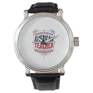Amerikansk lärare patriotisk vintage skjorta desig armbandsur