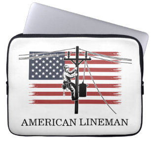 Amerikansk Lineman Flag Nyttighetsarbetare Gåvaidé Laptop Fodral