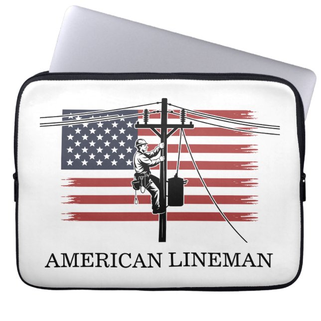 Amerikansk Lineman Flag Nyttighetsarbetare Gåvaidé Laptop Fodral (Framsidan)