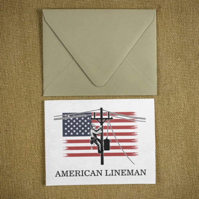 Amerikansk Lineman Flagga – Elektriker & Nätverksa Kort (American Lineman Flag – Electrician & Utility Work Greeting Card)