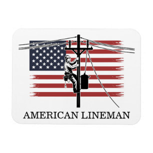 Amerikansk Linjearbetarflagga – elektriker- och el Magnet