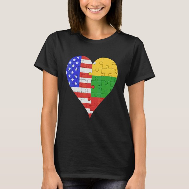 Amerikansk litauisk Flagga Heart T Shirt (Framsida)