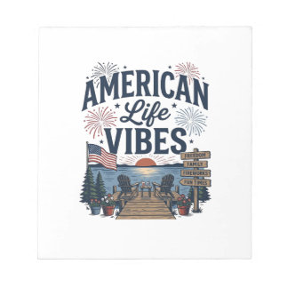 Amerikansk Liv Vibe Patriotisk Sjös Vector Tröja_1 Anteckningsblock