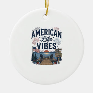Amerikansk Liv Vibe Patriotisk Sjös Vector Tröja_1 Julgransprydnad Keramik