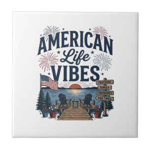 Amerikansk Liv Vibe Patriotisk Sjös Vector Tröja_1 Kakelplatta