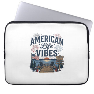 Amerikansk Liv Vibe Patriotisk Sjös Vector Tröja_1 Laptop Fodral