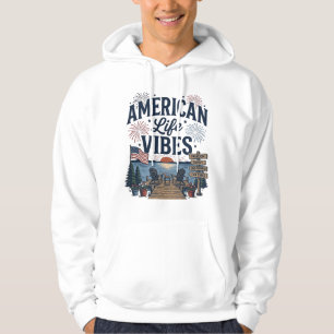 Amerikansk Livsstil Vibes Patriotisk Sjø Vector Tr Hoodie