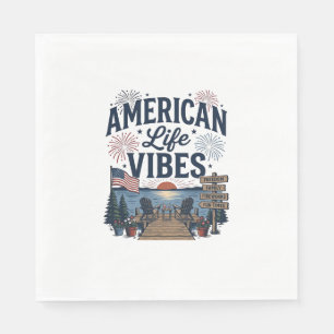 Amerikansk Livsstil Vibes Patriotisk Sjø Vector Tr Pappersservett