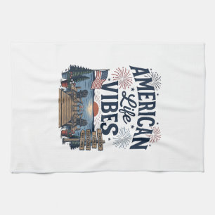 Amerikansk Livsstil Vibes Patriotisk Sjö Vektor Tr Kökshandduk