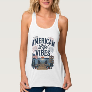 Amerikansk Livsstil Vibes Patriotisk Sjös Vector T Linne Med Racerback