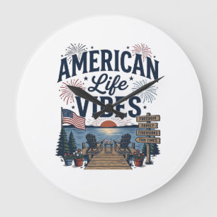 Amerikansk Livsstil Vibes Patriotisk Sjösjorta Vek Stor Klocka
