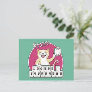Amerikansk Mahjong Katt Tsumo Självdrag Vinst Vykort