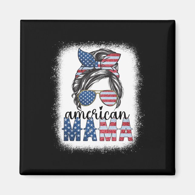 Amerikansk Mamma 4:e Juli Rufsigt Upphostad Frisyr Magnet (Framsidan)