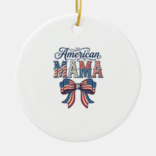 Amerikansk Mamma Patriotisk Båge Vintage 4 juli Sh Julgransprydnad Keramik