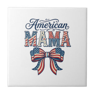 Amerikansk Mamma Patriotisk Båge Vintage 4 juli Sh Kakelplatta